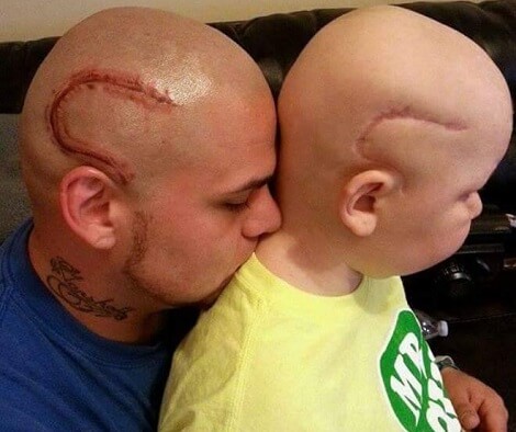 Dad Takes Son To The Tattoo Parlor. What He Does On His Head? Unbelievable.