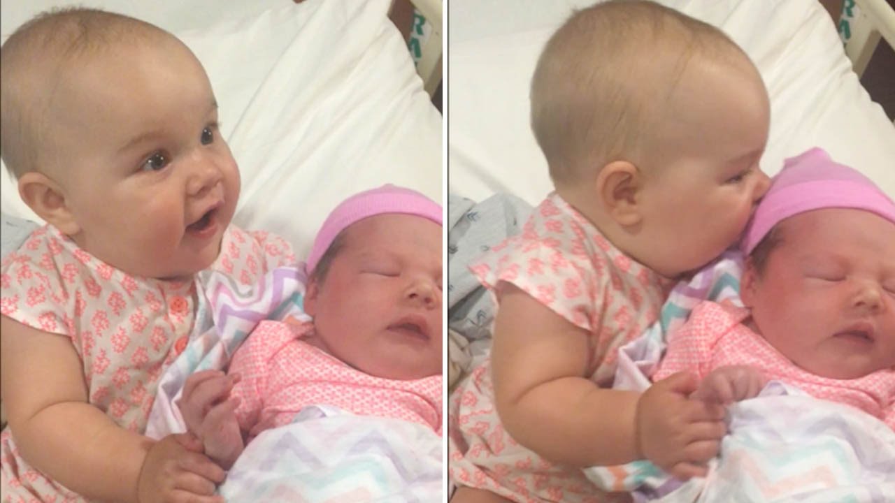 8-Month-Old Tot Meets Her Newborn Cousin For The First…