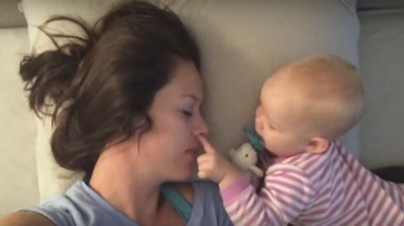 Baby Does Not Want Mom To Sleep, So She Farts On Her Face And A Lot More. So Funny!