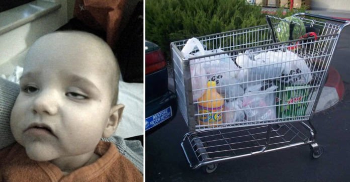 Mom Sits Her Baby In A Shopping Cart. The…