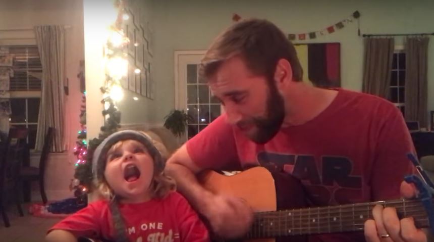 Daddy Sings A Duet With His Little Son. So…